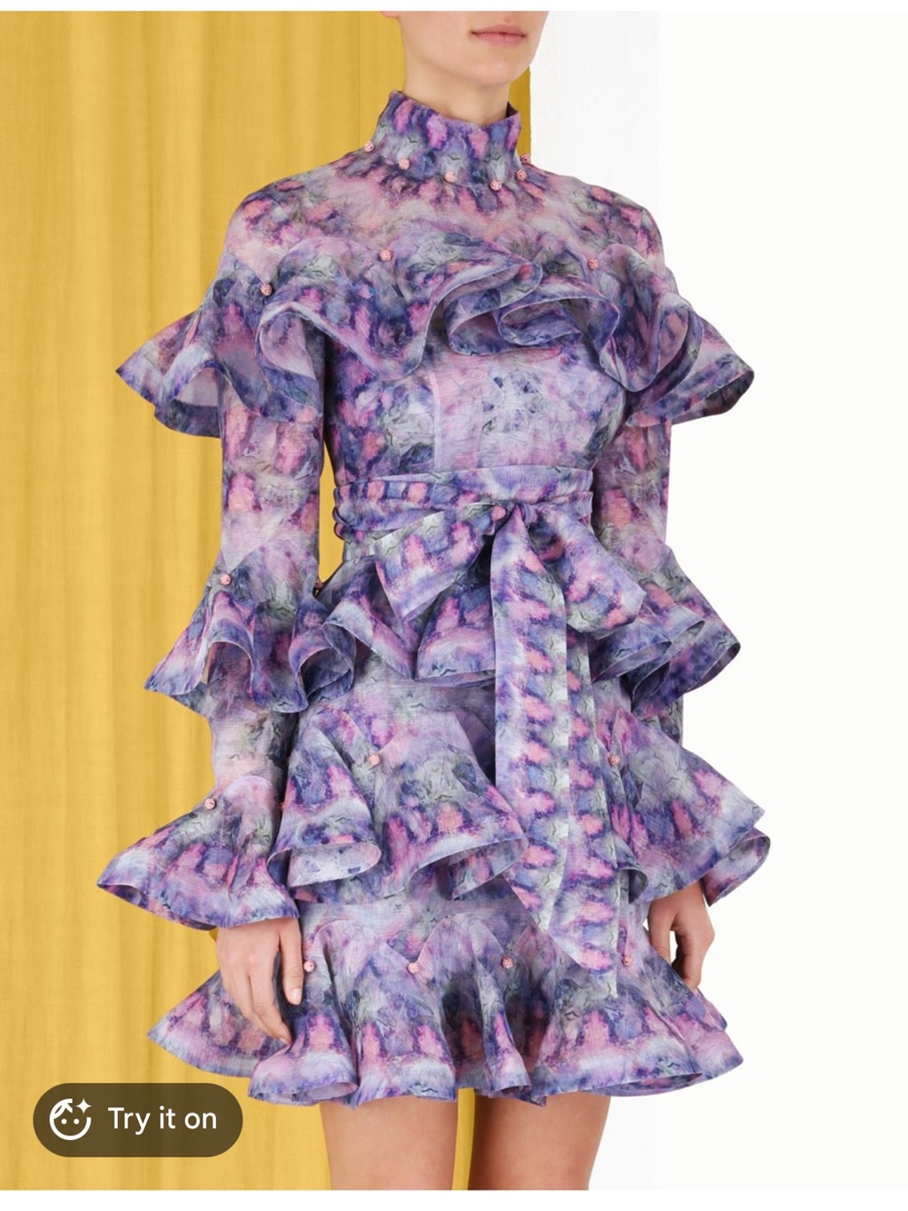 Zimmerman Ruffle Tiered Dress with Belt - Picture 1 of 13